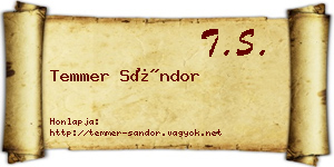 Temmer Sándor névjegykártya