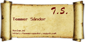 Temmer Sándor névjegykártya