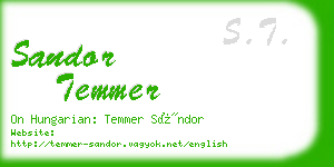 sandor temmer business card